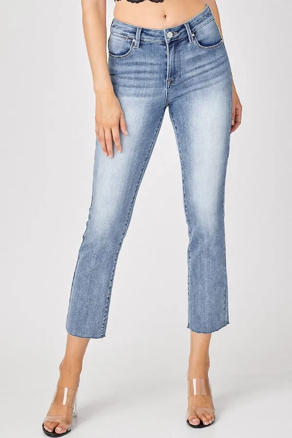 Risen Jeans - Mid Rise Straight Raw Edge Jeans - RDP5203
