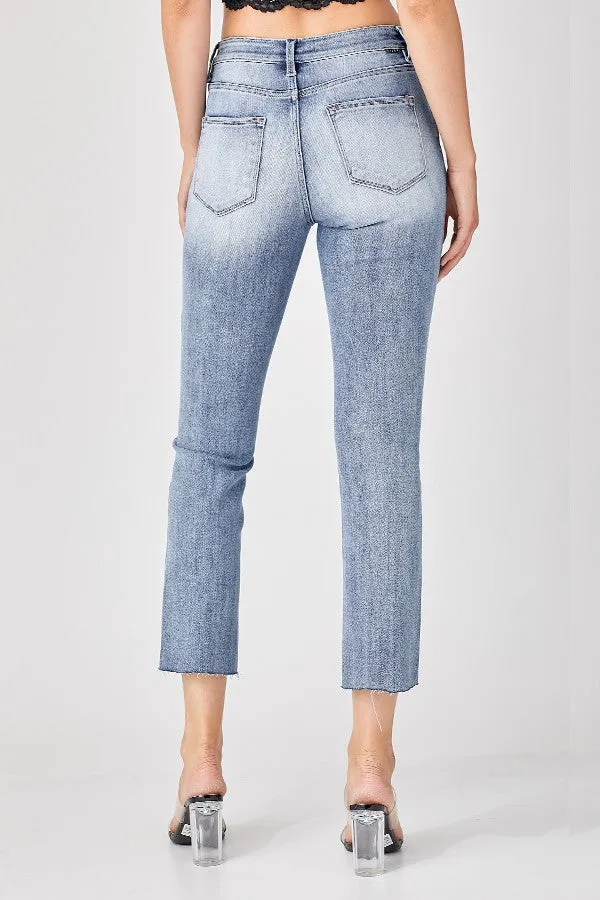 Risen Jeans - Mid Rise Straight Raw Edge Jeans - RDP5203