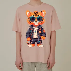 S-6XL Korean fabric 100% cotton 30 number hip tiger short-sleeved T-shirt (for men and women) premium fabric