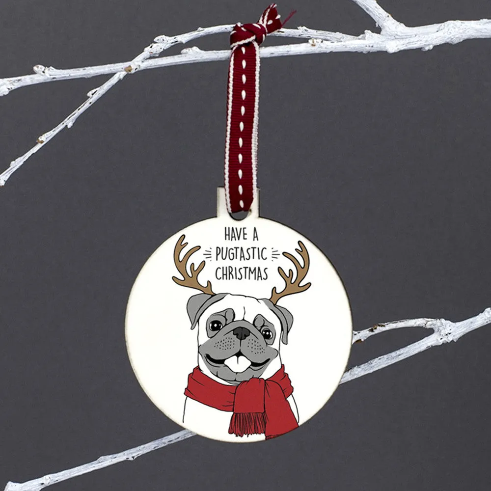 Santapaws Pug Christmas Bauble
