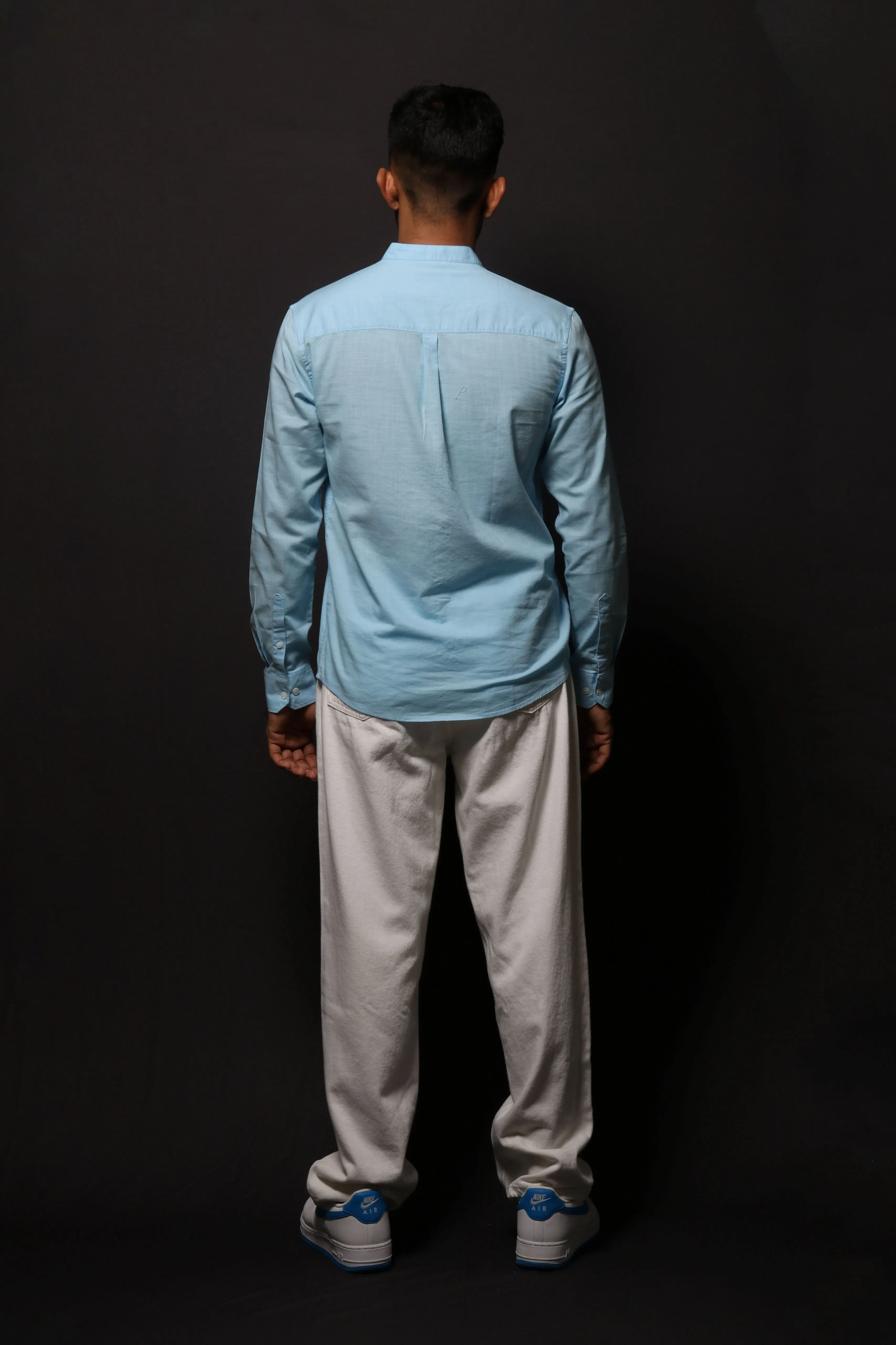 SKY BLUE SLUB SLIM FIT SHIRT
