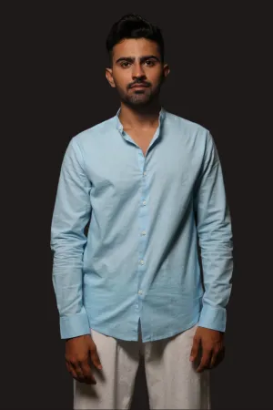 SKY BLUE SLUB SLIM FIT SHIRT