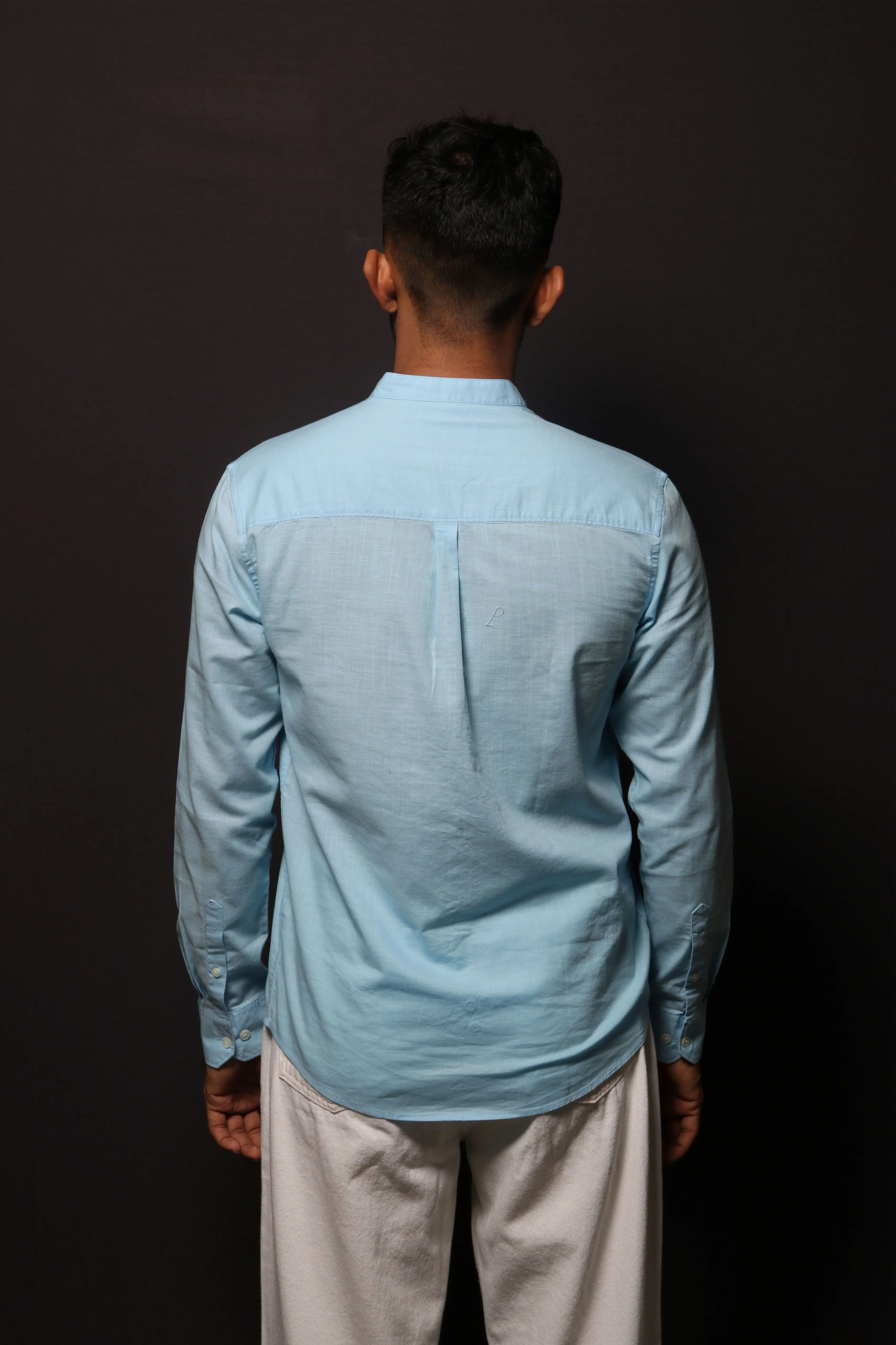 SKY BLUE SLUB SLIM FIT SHIRT