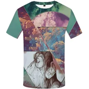 Smoking Monkey T shirts Men Geometric Flower T-shirts 3d Splice Tshirts Cool Animal Tshirts Casual Colorful Tshirt Anime