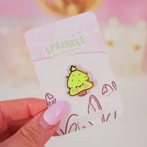 Sprinkle Spruce Christmas Tree Enamel Pin | Cute Kawaii Holiday Pin | Gold-Plated Christmas Accessory