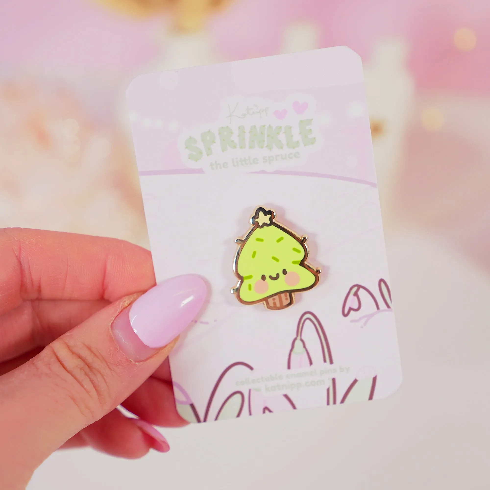 Sprinkle Spruce Christmas Tree Enamel Pin | Cute Kawaii Holiday Pin | Gold-Plated Christmas Accessory