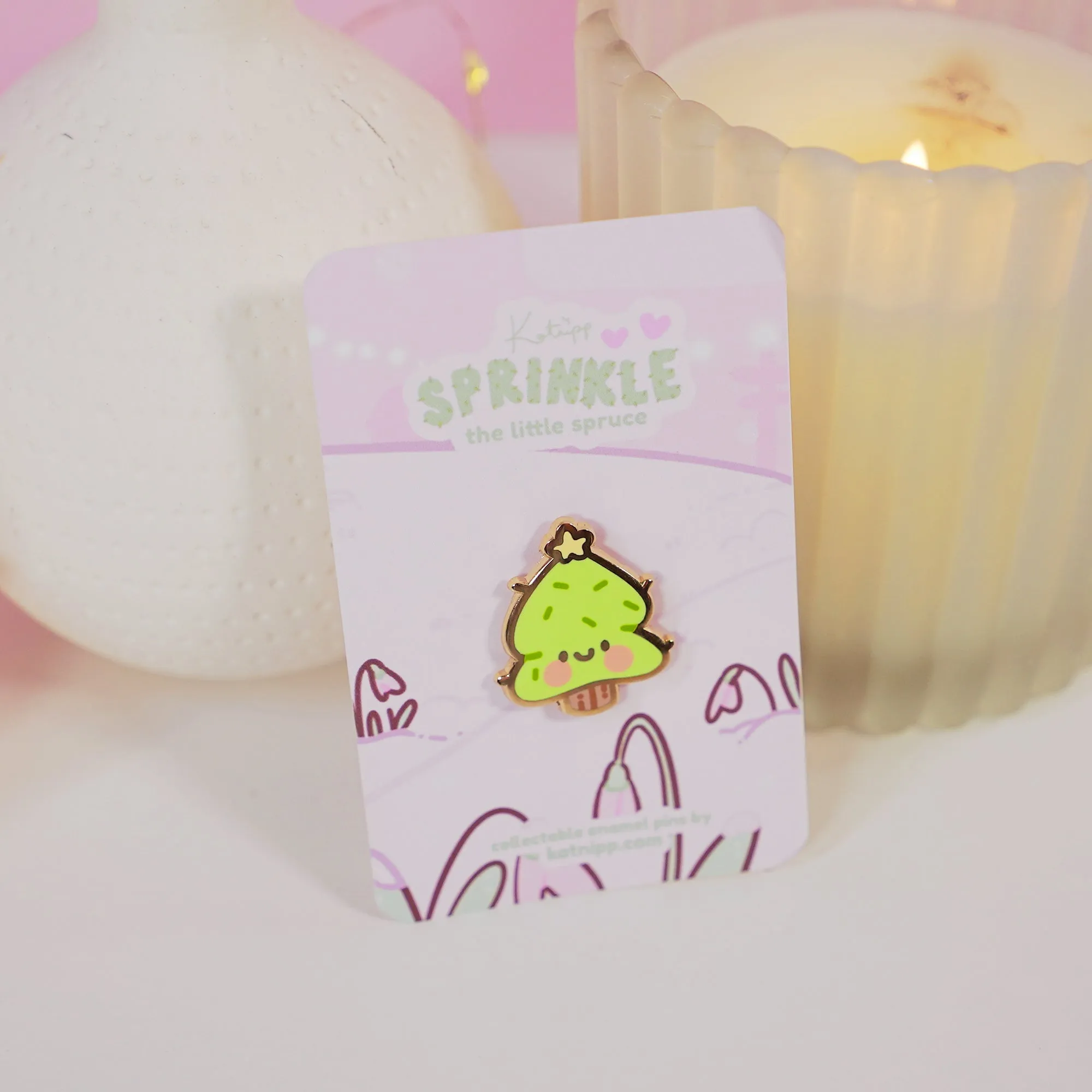 Sprinkle Spruce Christmas Tree Enamel Pin | Cute Kawaii Holiday Pin | Gold-Plated Christmas Accessory