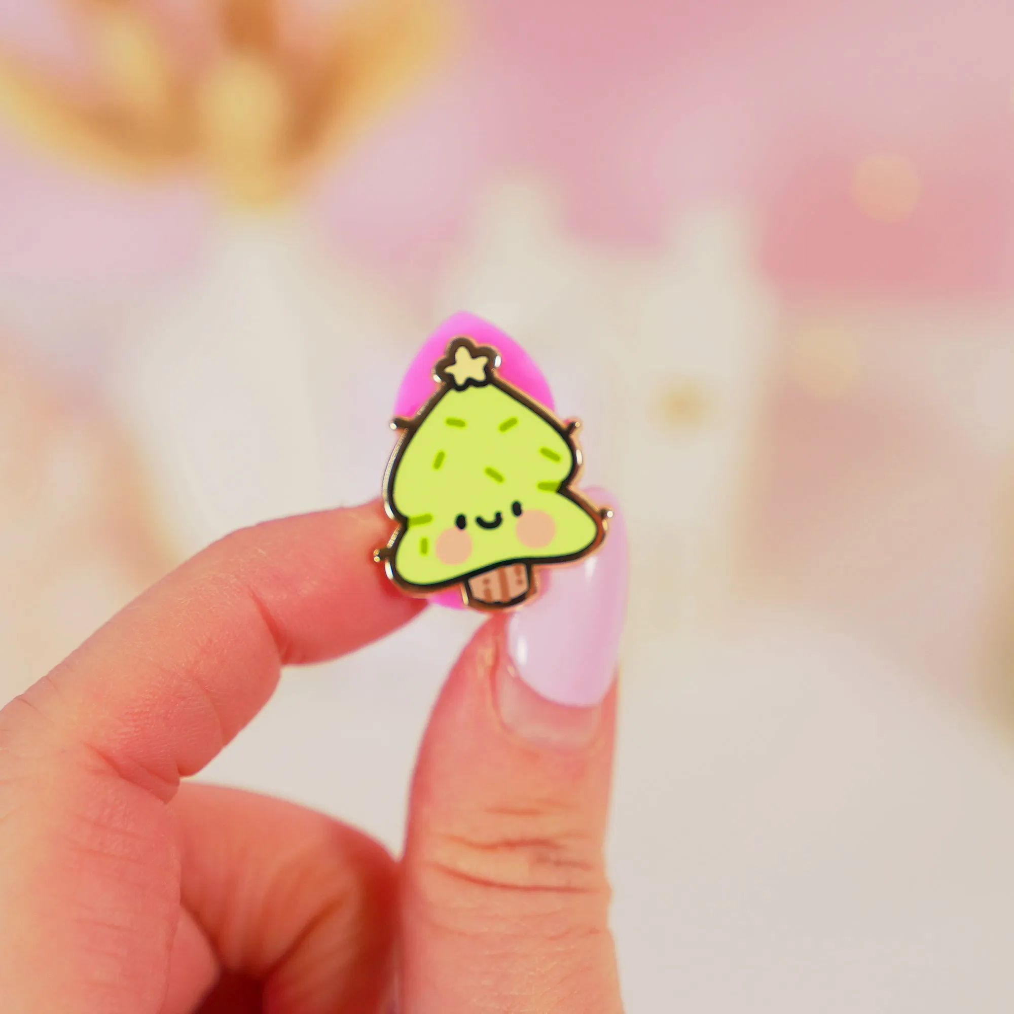 Sprinkle Spruce Christmas Tree Enamel Pin | Cute Kawaii Holiday Pin | Gold-Plated Christmas Accessory