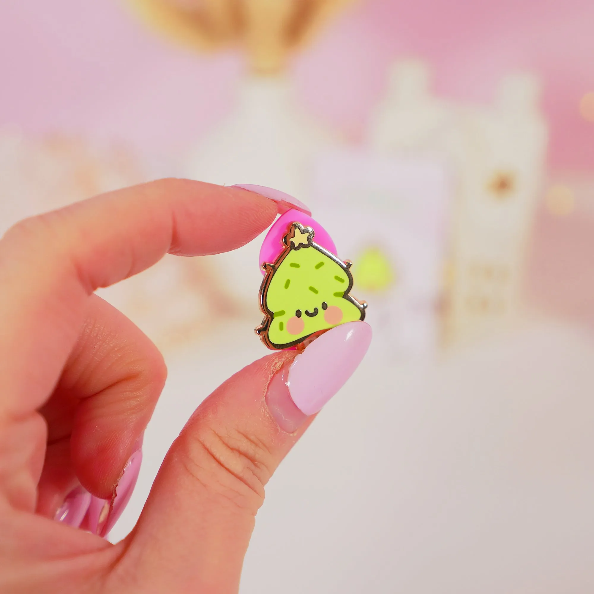 Sprinkle Spruce Christmas Tree Enamel Pin | Cute Kawaii Holiday Pin | Gold-Plated Christmas Accessory