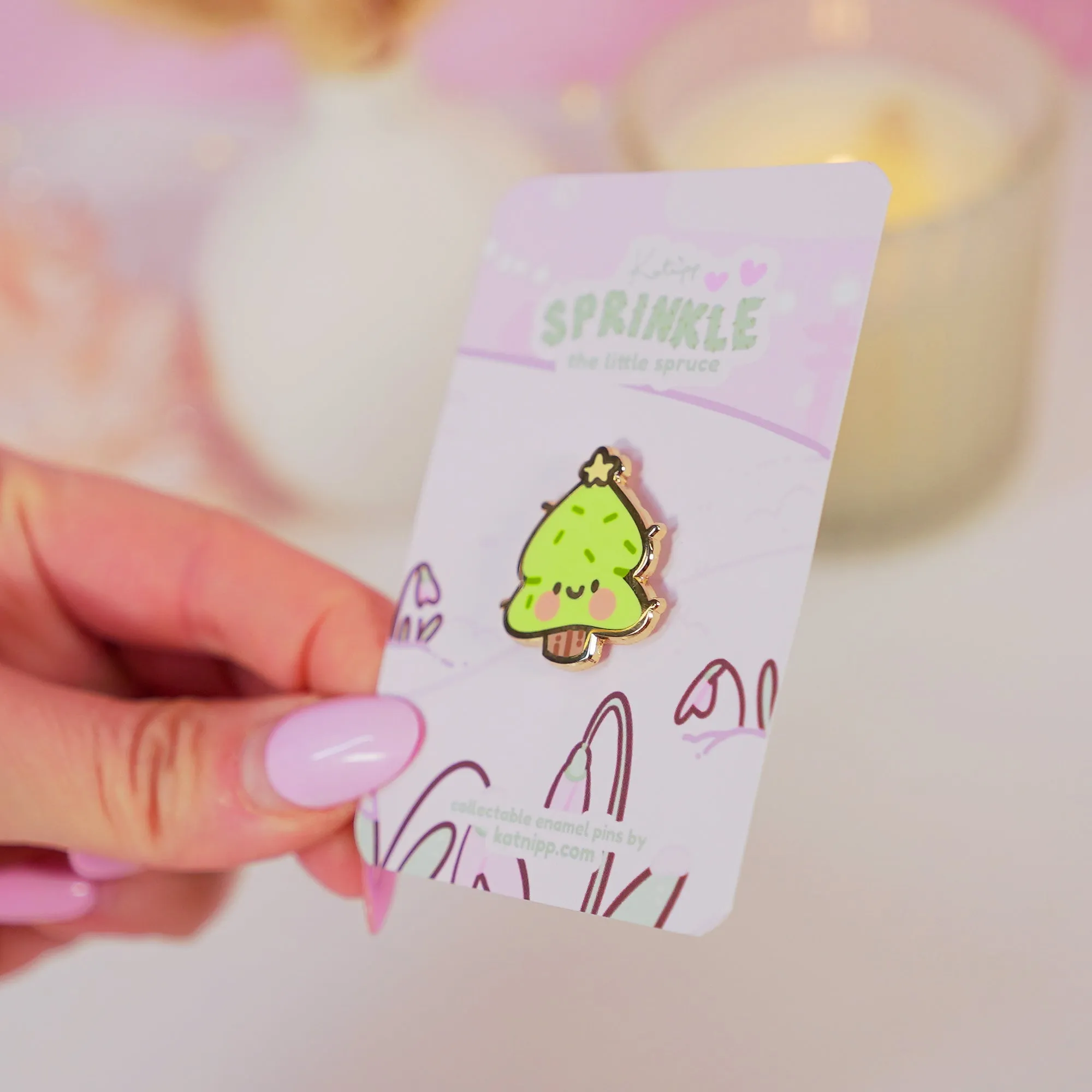Sprinkle Spruce Christmas Tree Enamel Pin | Cute Kawaii Holiday Pin | Gold-Plated Christmas Accessory