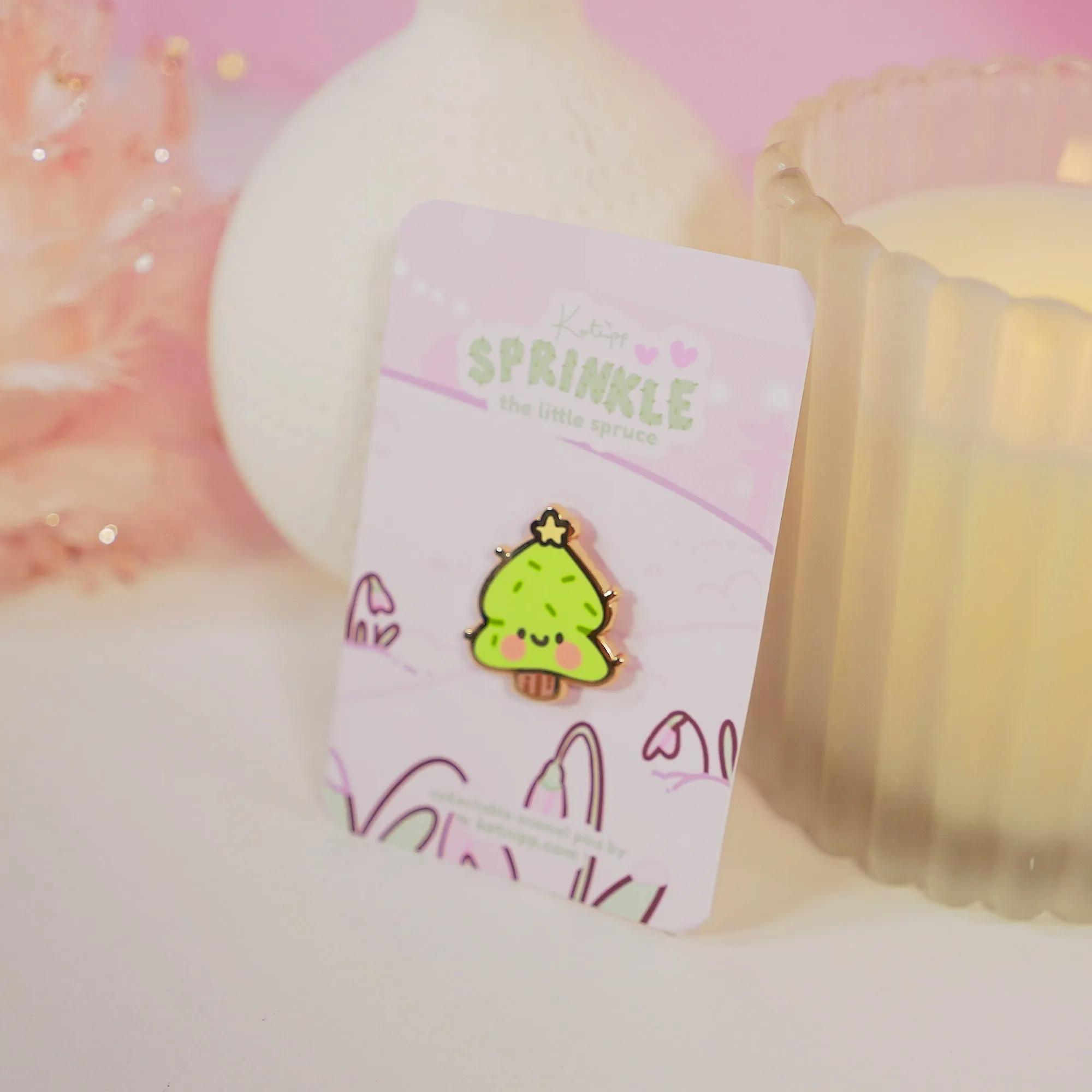 Sprinkle Spruce Christmas Tree Enamel Pin | Cute Kawaii Holiday Pin | Gold-Plated Christmas Accessory