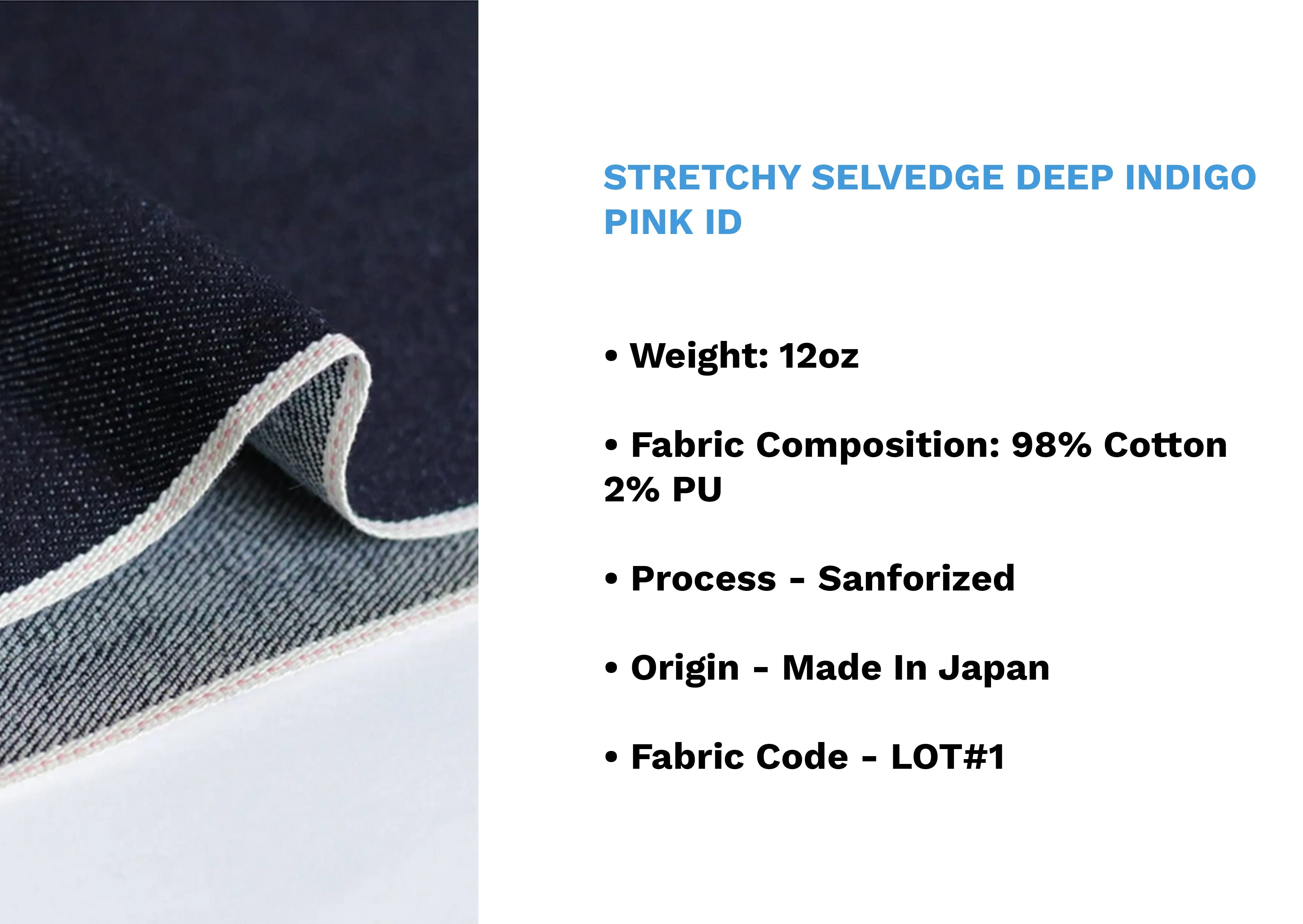STRETCHY SELVEDGE DEEP INDIGO PINK ID