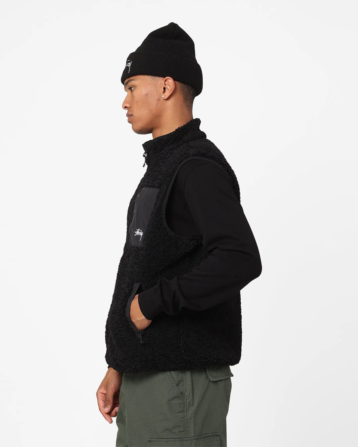 Stussy Reversible Stock Sherpa Jacket Black