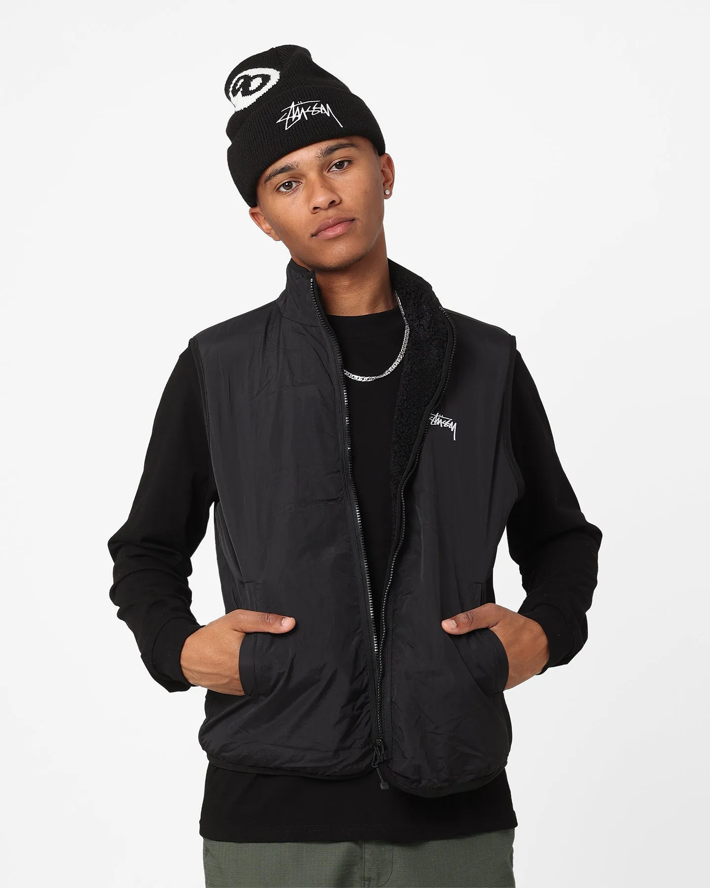 Stussy Reversible Stock Sherpa Jacket Black