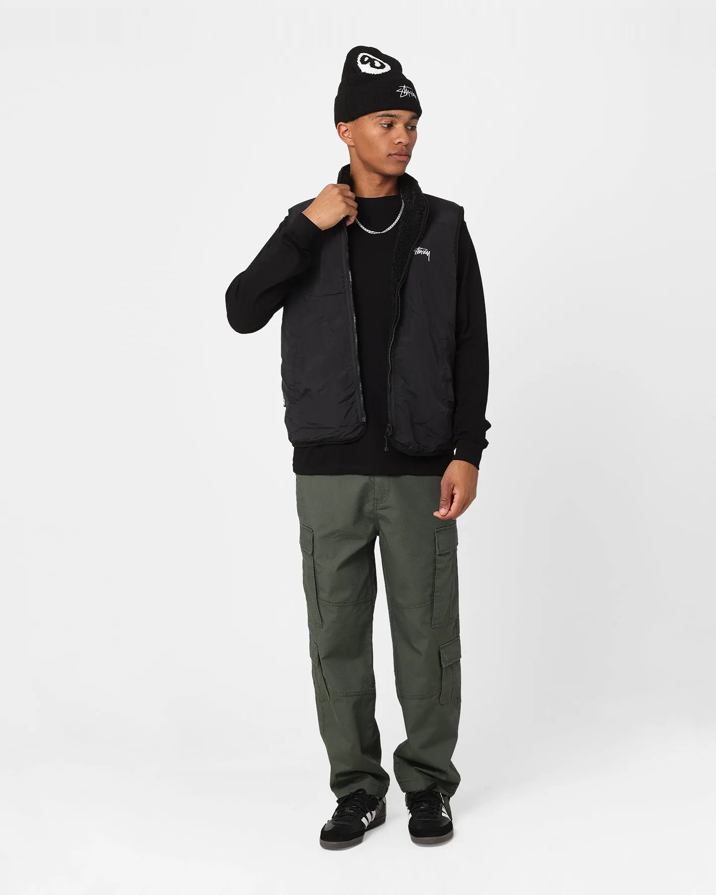 Stussy Reversible Stock Sherpa Jacket Black