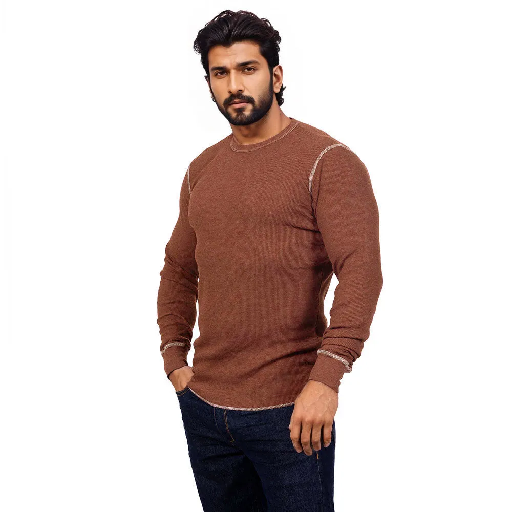 Suede Heather Contrast Stitch Long Sleeve Baby Thermal Shirt