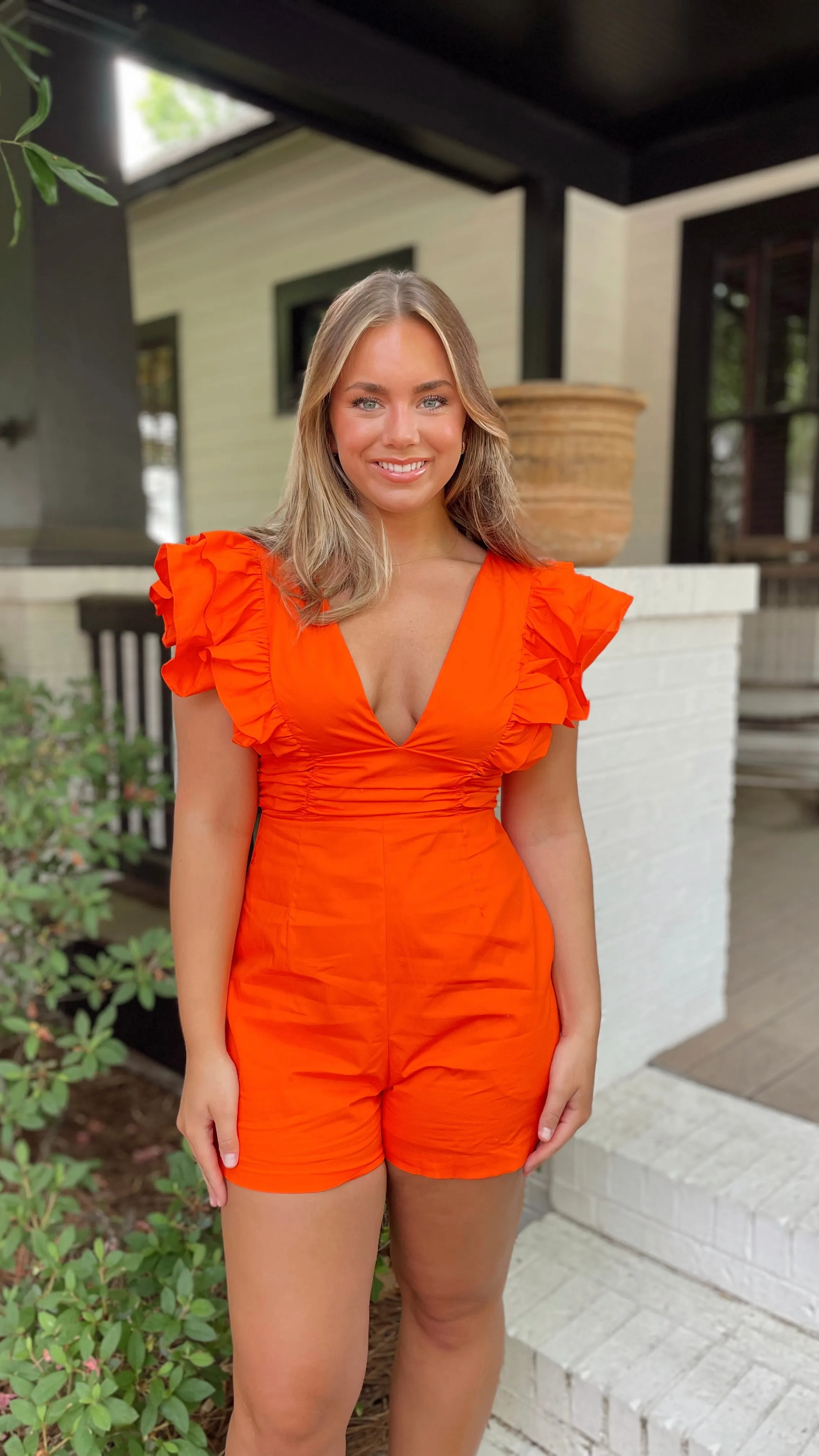 Sunset Orange Romper