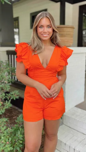 Sunset Orange Romper