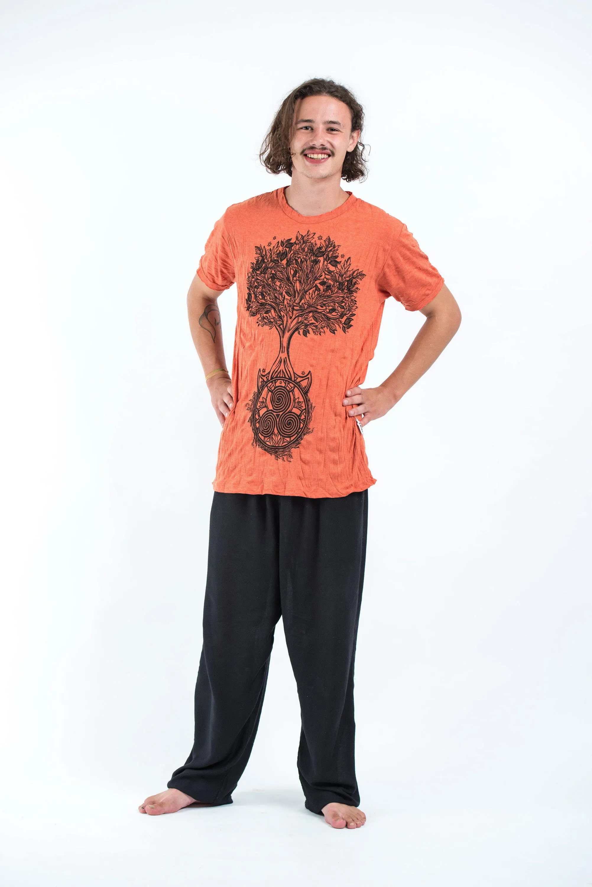 Sure Design Mens Celtic tree T-Shirt Orange