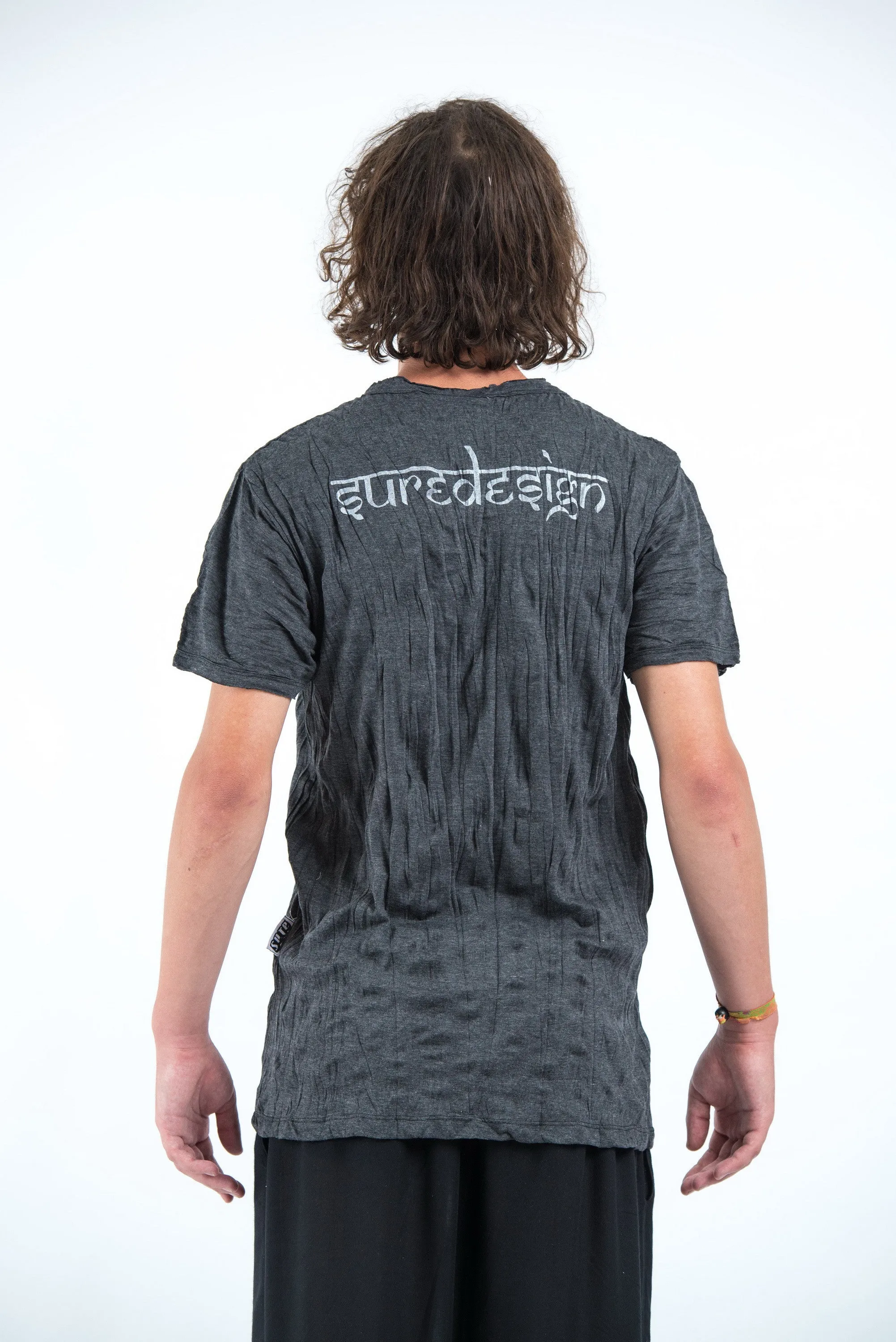 Sure Design Mens Celtic tree T-Shirt Silver on Black