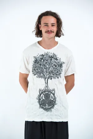 Sure Design Mens Celtic tree T-Shirt White