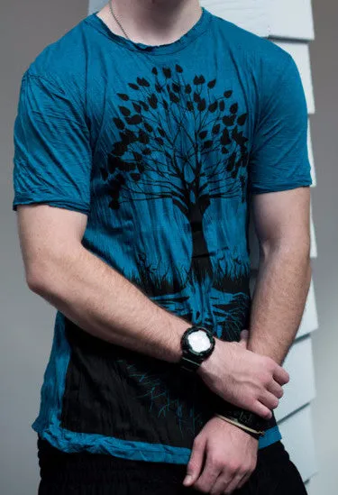 Sure Design Men's Tree Of Life T-Shirt Denim Blue