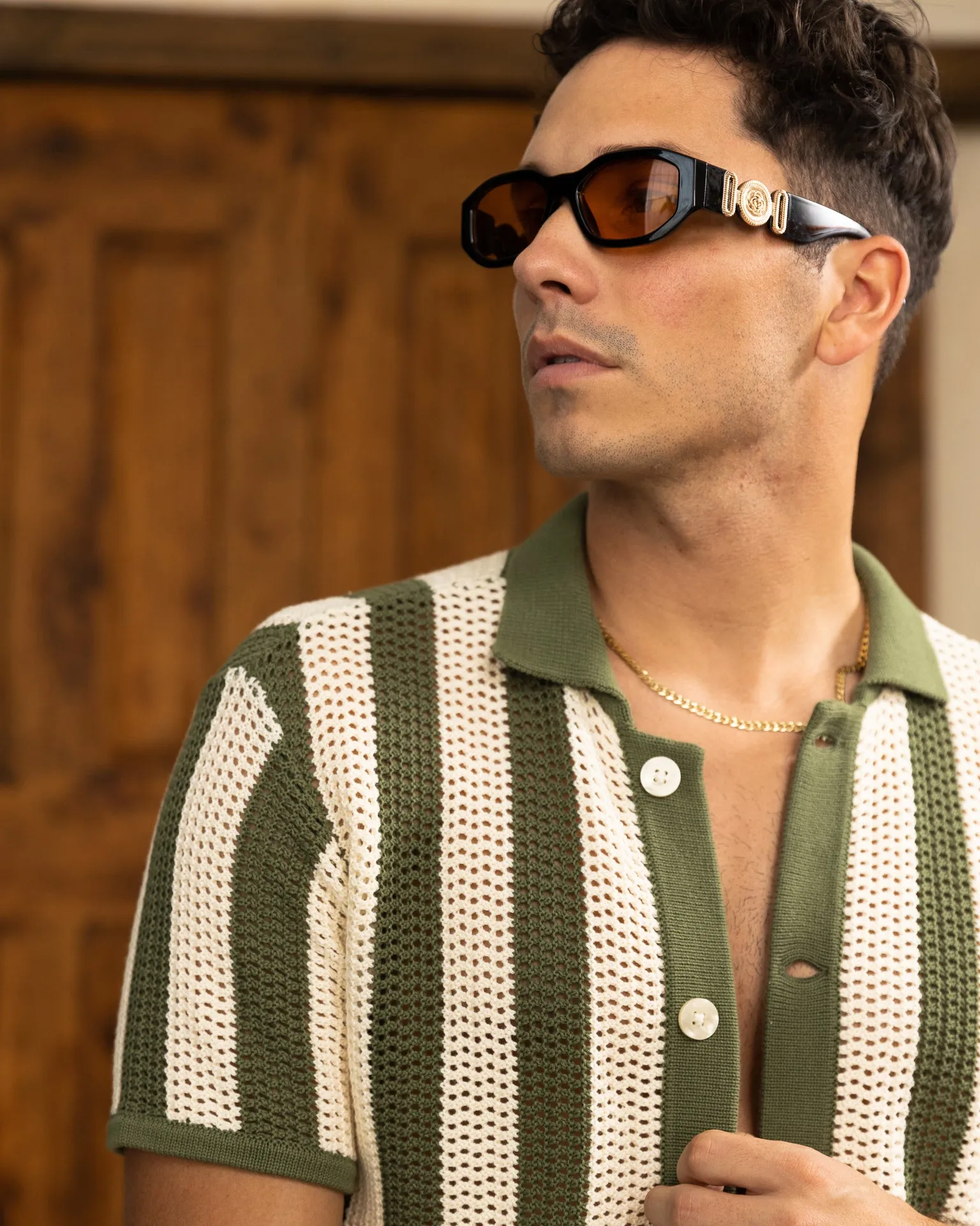 The Dominica Crochet Shirt - Arbequina