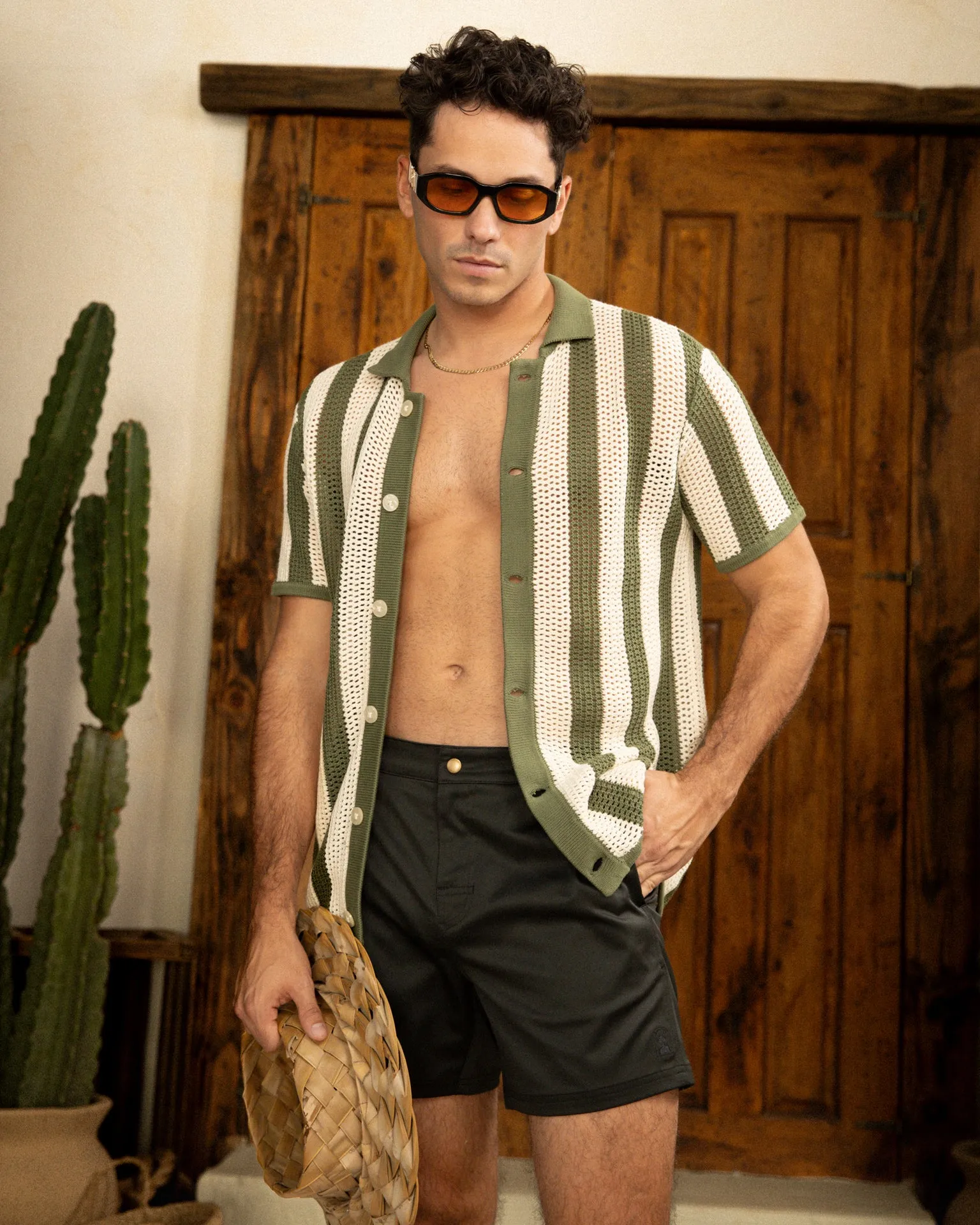 The Dominica Crochet Shirt - Arbequina