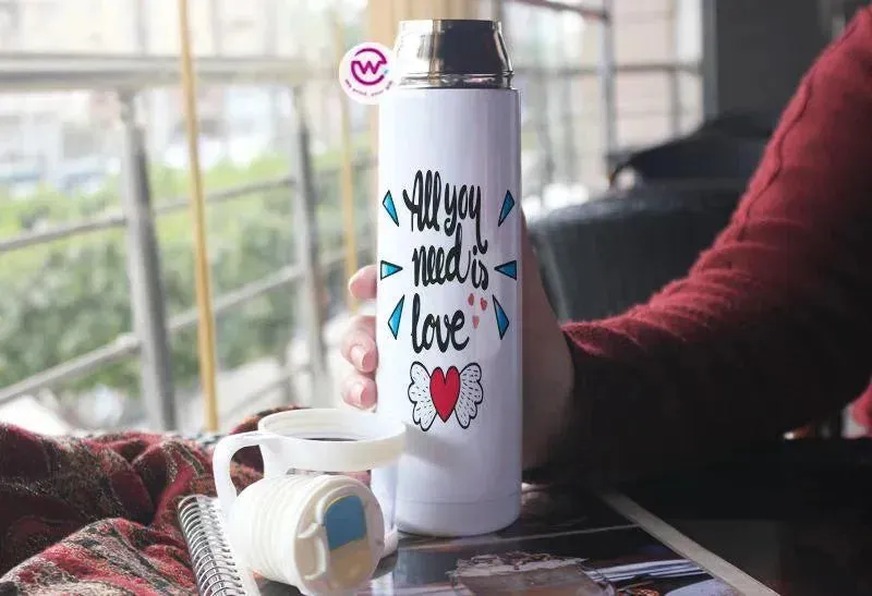 Thermal Thermos With Cup - Stainless Steel - Valentine's Day