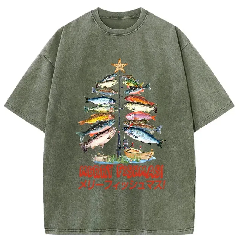 Tokyo-Tiger Christmas Tree Fish Washed T-Shirt