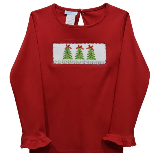 Vive La Fete Girls Smocked Christmas Tree Top